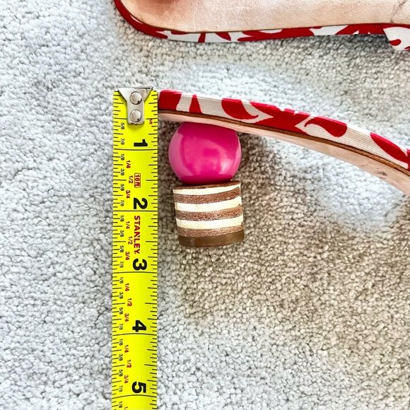 Frances Valentine Red and White Patterned Heels - Picture 5 of 11